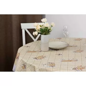 Скатерть Meiwa, круглая, 152 см, цвет бежевый