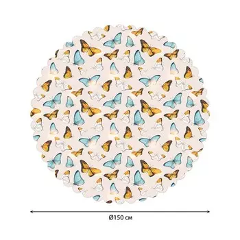 Скатерть на стол «Порхающие бабочки», круглая, сатен, d = 150 см