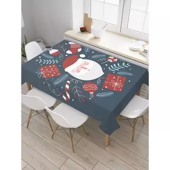 Скатерть на стол «Счастливый Дед Мороз», прямоугольная, сатен, размер 145х180 см