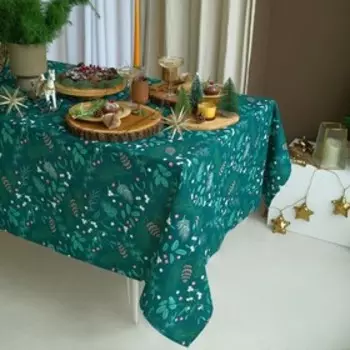 Скатерть новогодняя Доляна Needles 149х250+/- 3см, 100% хл, рогожка 164 г/м2
