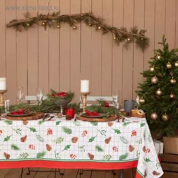 Скатерть новогодняя "Доляна" New Year 146х220см, 100%хл, рогожка 164 г/м2