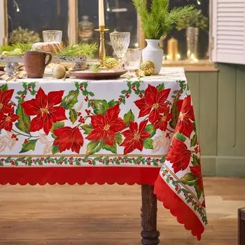 Скатерть новогодняя Доляна "Праздничный узор" 145*300 см, 100% п/э