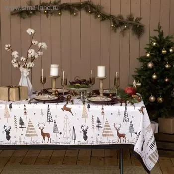 Скатерть новогодняя "Доляна" X-Mas 146х220+/- 3см, 100%хл, рогожка 164 г/м2