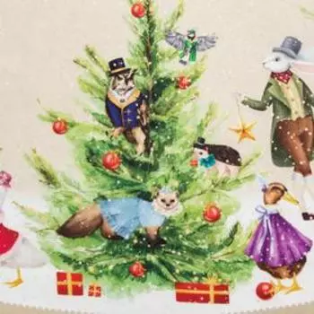 Скатерть новогодняя "Этель" "Noble Christmas" d=220 +/- 3см с ГМВО, 100%хл, саржа 190 гр/м2