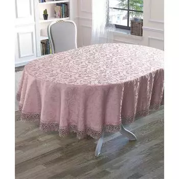 Скатерть овальная 160х280 см, цвет пудровый