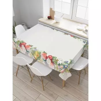 Скатерть на стол «Цветочные узоры», прямоугольная, сатен, размер 145х180 см
