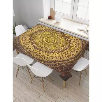 Скатерть на стол «Вышитый солнечный подсолнух», прямоугольная, сатен, размер 145х180 см