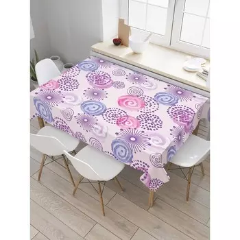 Скатерть на стол «Узоры с кругами и спиралями», прямоугольная, сатен, размер 145х180 см