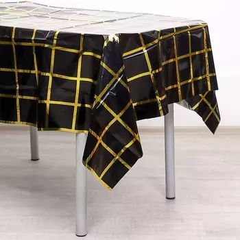 Скатерть в клетку 137 183 см, чёрная