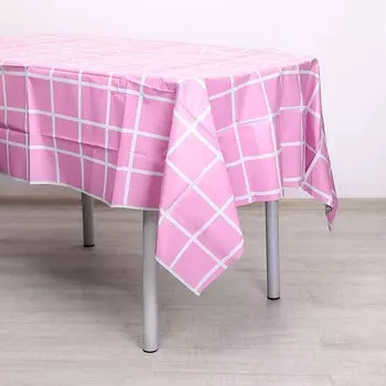 Скатерть в клетку 137 183 см, розовая