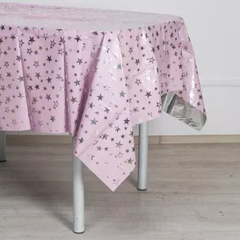 Скатерть одноразовая на стол «Звёзды», 137183 см, розовая