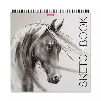 Скетчбук 290 х 290 мм, 40 листов на гребне, ErichKrause Wild Horse, квадратный, обложка мелованный картон, блок 120 г/м2, жёсткая подложка