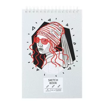 Скетчбук 40 листов на гребне, 140 х 208, 100г/м2 "Art", твердая обложка, матовая ламинация