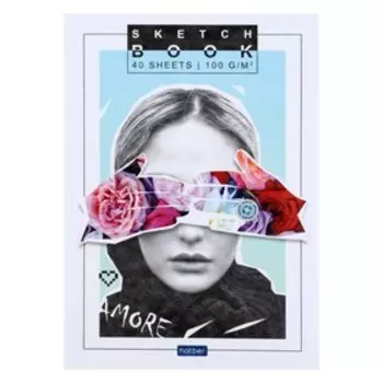 Скетчбук А5, 40 листов, на склейке, Journal_№1, обложка мелованная бумага, жёсткая подложка, блок 100 г/м