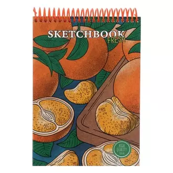 Скетчбук А5, 64 листа на гребне Orange Fresh, в твёрдой подложке, матовая ламинация, выборочный лак, блок 100 г/м