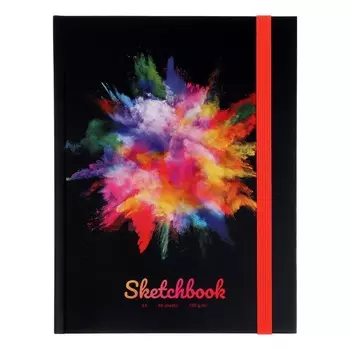 Скетчбук А5, 80 листов "Краски", твёрдая обложка, резинка, матовая ламинация, тонированный блок 100 г/м