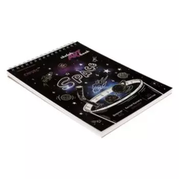 Скетчбук д/акварели А5 20л 200г/м² на гребне "Галактика", обл мел карт, мат лам, выб УФ-лак