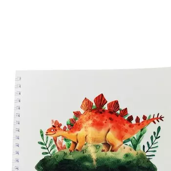 Скетчбук, квадрат 190 х 190 мм, 20 листов, на гребне, "Динозаврик", обложка мелованный картон, выборочный лак, блок 200 г/м