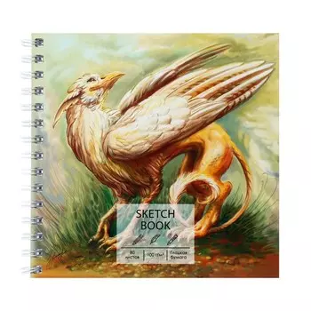 Скетчбук, квадрат 195 х 195 мм, 80 листов, на гребне, "Грифон", твёрдая обложка, матовая ламинация, блок 100 г/м