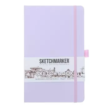 Скетчбук Sketchmarker, 130 х 210 мм, 80 листов, твёрдая обложка из искусственной кожи, фиолетовый, блок 140 г/м2
