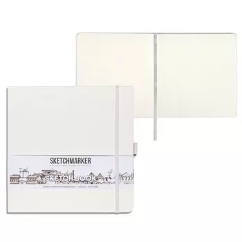 Скетчбук Sketchmarker, 200 х 200 мм, 80 листов, твёрдая обложка из бумвинила, белый, блок 140 г/м2