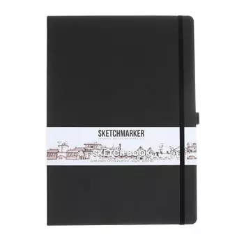 Скетчбук Sketchmarker, 210 х 300 мм, 80 листов, твёрдая обложка из искусственной кожи, черный, блок 140 г/м2