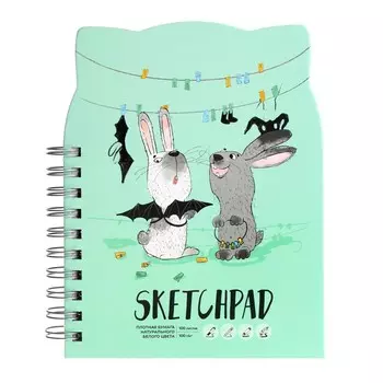 Скетчпад 160 x 210 мм, 100 листов на гребне "Два друга", твёрдая обложка, глянцевая ламинация, вырубка, блок 100 г/м2
