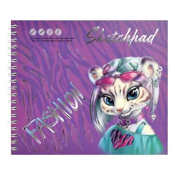 Скетчпад, 168 x 195 мм, 30 листов, на гребне, "ТЕХНО ТИГРА", обложка мелованный картон, тиснение фольгой , блок 160 г/м2