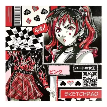 Скетчпад, 170 x 170 мм, 40 листов, "Аниме", обложка мелованный картон, клеевое скрепление с откидной крышкой, блок 120 г/м