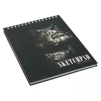 Скетчпад, А4, 80 листов, на гребне, "Сова и Рысь", блок 100г/м², твёрдая обложка, обложка бумвинил перевёртыш, матовая ламинация