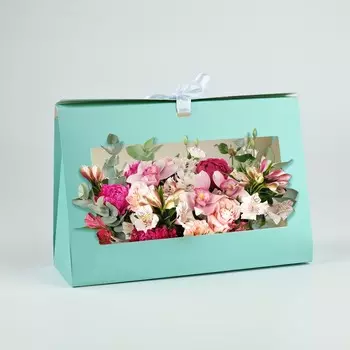 Складная коробка для цветов с окном Present, тиффани, 16279 см