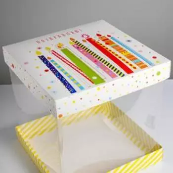 Складная коробка под торт «Поздравляю!», 30 × 30 см