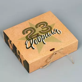 Коробка подарочная складная, упаковка, «С 23 февраля», 20 х 18 х 5 см