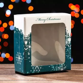 Подарочная коробка складная, новогодняя «Снежинки Merry Christmas», 14.514.56 см