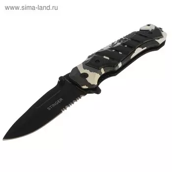 Складной нож Stinger, 90 мм, рукоять: сталь, алюминий, коробка картон