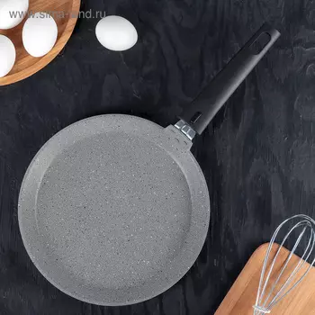 Сковорода блинная, d=24 см, пластиковая ручка, антипригарное покрытие, цвет светлый мрамор