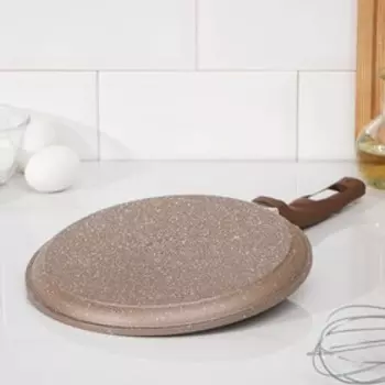 Сковорода блинная Мечта «Гранит Brown», d=24 см, пластиковая ручка, антипригарное покрытие, литой алюминий, коричневая