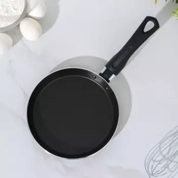 Сковорода блинная «Хит», d=18 см, пластиковая ручка, антипригарное покрытие, алюминий, чёрная