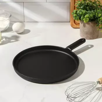 Сковорода блинная «Круг», d=24 см, индукция, чугун, чёрная