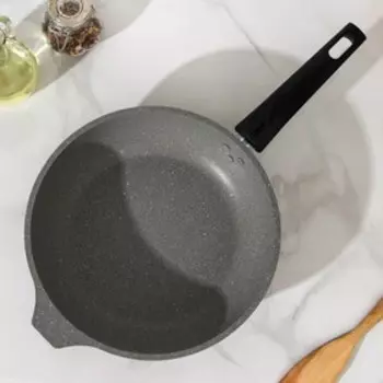 Сковорода, d=24 см, съёмная ручка, антипригарное покрытие, цвет светлый мрамор