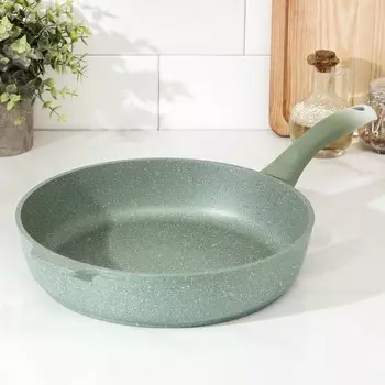 Сковорода, d=28 см, пластиковая ручка, антипригарное покрытие, цвет фисташковый мрамор