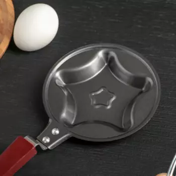 Сковорода Доляна «Звезда», d=12 см, пластиковая ручка, антипригарное покрытие, пластиковая ручка, цвет чёрный