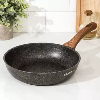 Сковорода KUKMARA Granit Ultra original, d=26 см, пластиковая ручка, антипригарное покрытие, алюминий, тёмно-коричневая