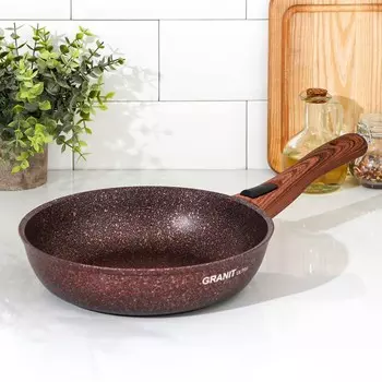 Сковорода Granit ultra red, d=24 см, съёмная ручка, антипригарное покрытие, цвет коричневый