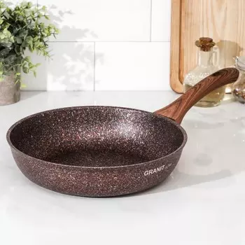 Сковорода Granit ultra red, d=26 cм, пластиковая ручка, антипригарное покрытие, цвет коричневый