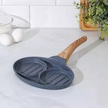 Сковорода-гриль для гамбургеров «Блу», 32×22 см, цвет голубой