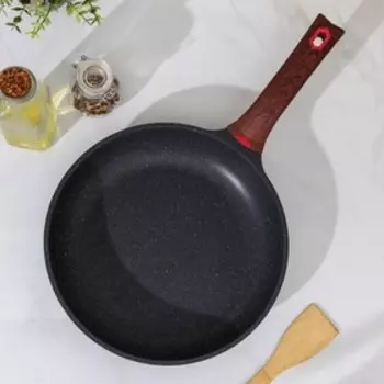 Сковорода кованая Доляна Elegant, d=28 см, пластиковая ручка, индукция, антипригарное покрытие, цвет темный мрамор