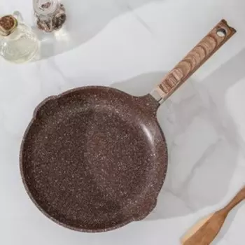 Сковорода литая Grande, d=24 см, с двумя сливами, антипригарное покрытие, индукция, цвет коричневый