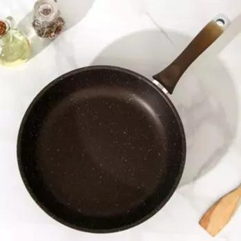 Сковорода Marble Induction, d=28 см, пластиковая ручка, антипригарное покрытие, цвет кофейный мрамор