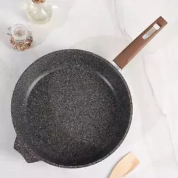 Сковорода Premium, d=30 см, пластиковая ручка, антипригарное покрытие, цвет коричневый